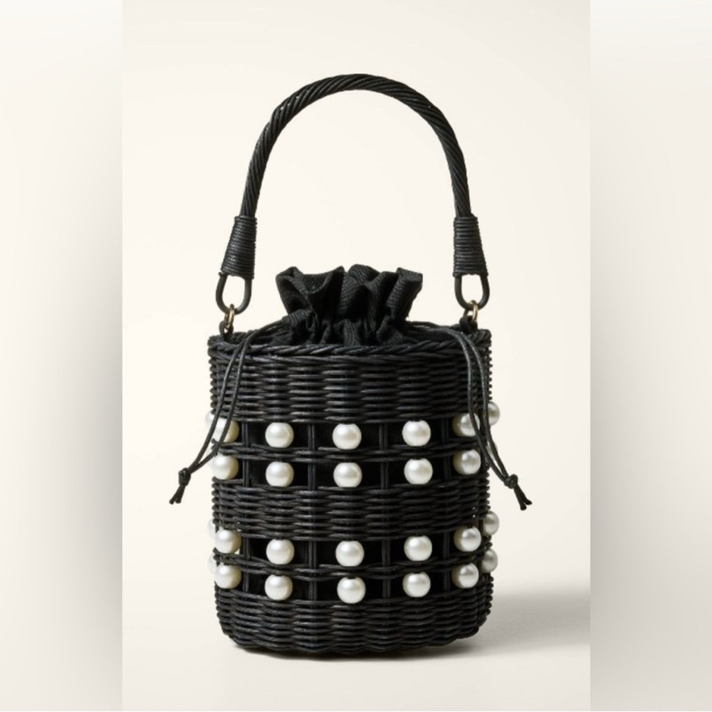 Kate Spade x Target Black Pearl-Embellished Basket Bag In Hand NWT